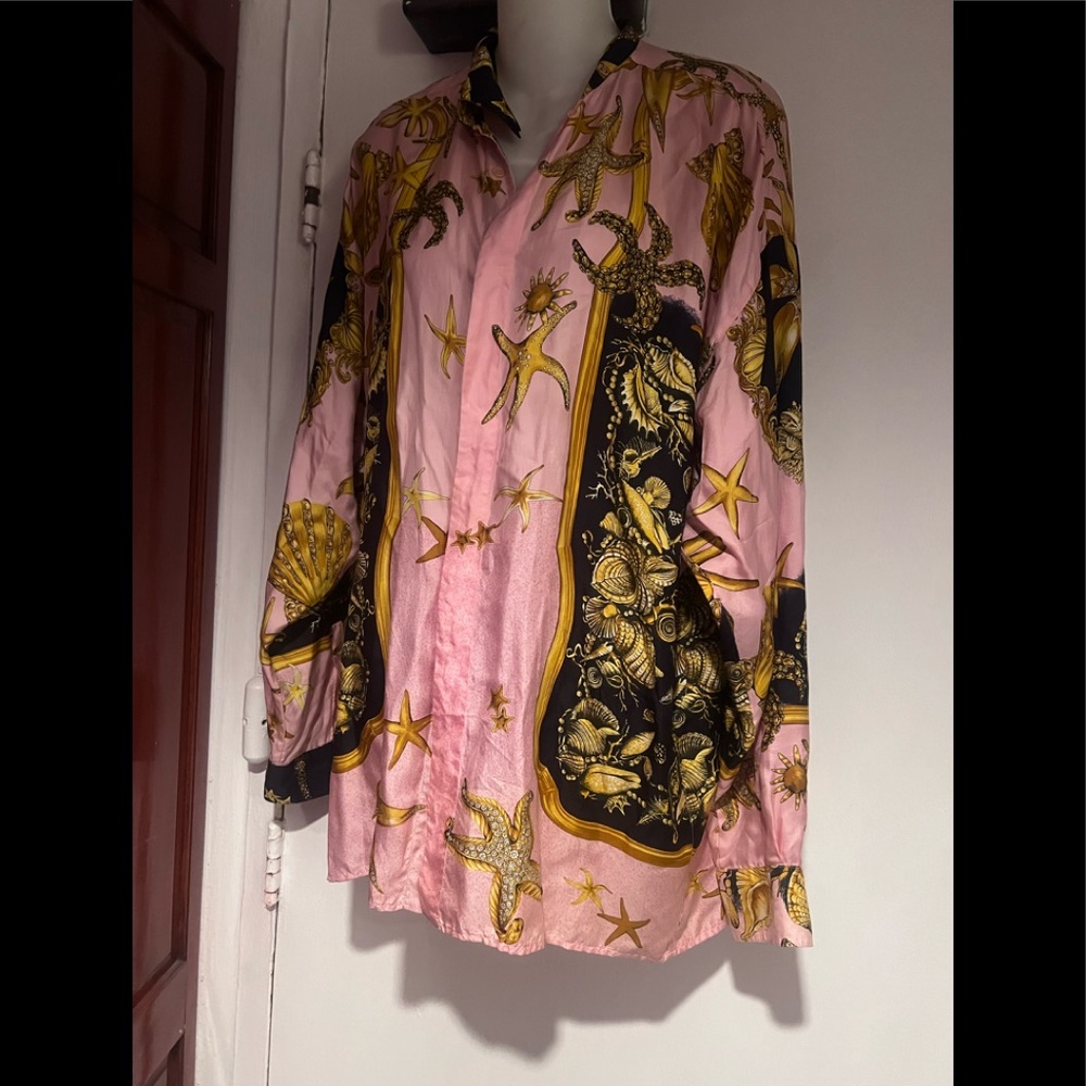 gianni versace vintage pink dress shirt versace’s logo